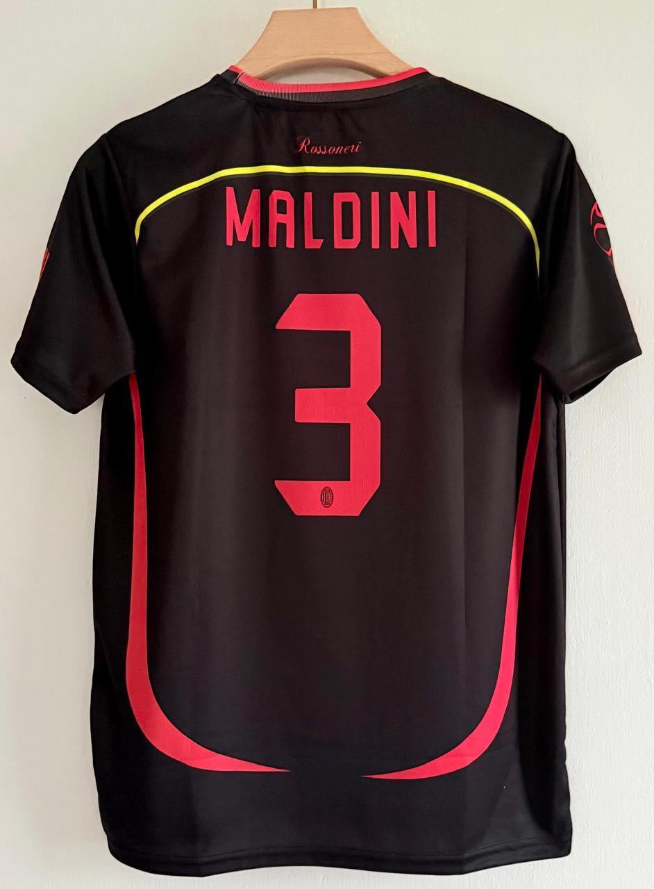 ACミラン MALDINI 3 チャンピオンズリーグ シャツ AC Milan UCL Home Kit 06/07 Maldini #3 Soccer Jersey Long