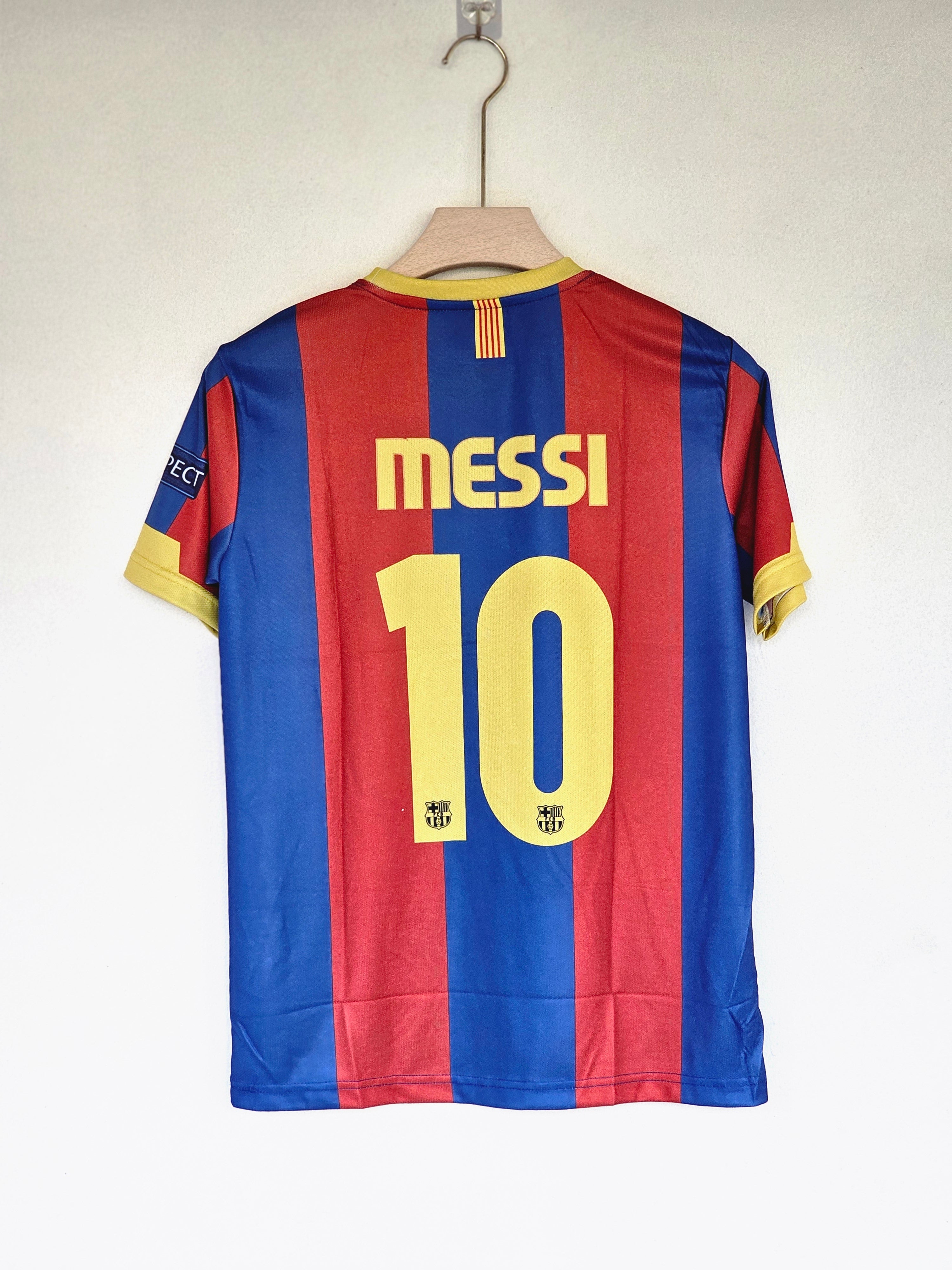 2010-11 Barcelona Home Kit - Classic Blaugrana Jersey Messi Version with Embroidered Design