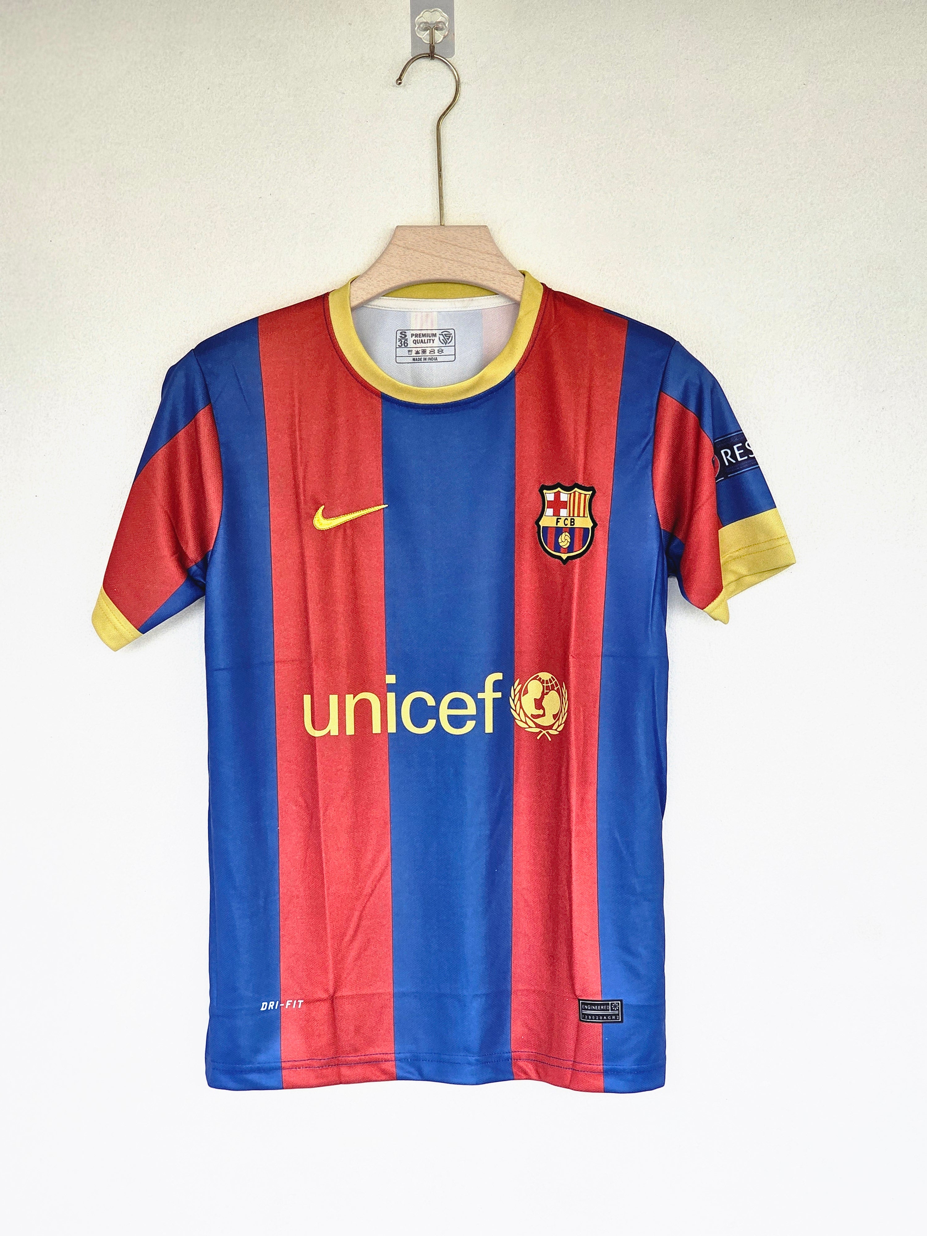 2010-11 Barcelona Home Kit - Classic Blaugrana Jersey Messi Version with Embroidered Design