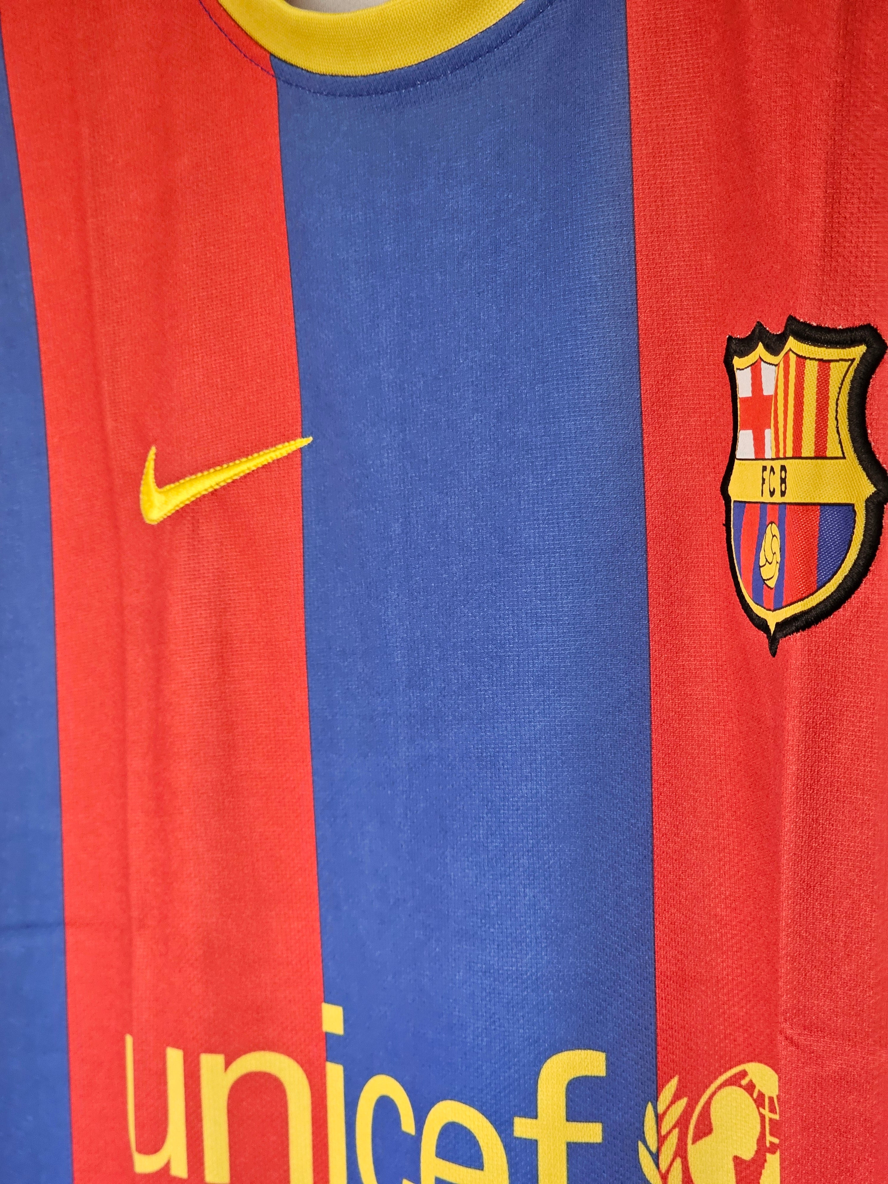 2010-11 Barcelona Home Kit - Classic Blaugrana Jersey Messi Version with Embroidered Design