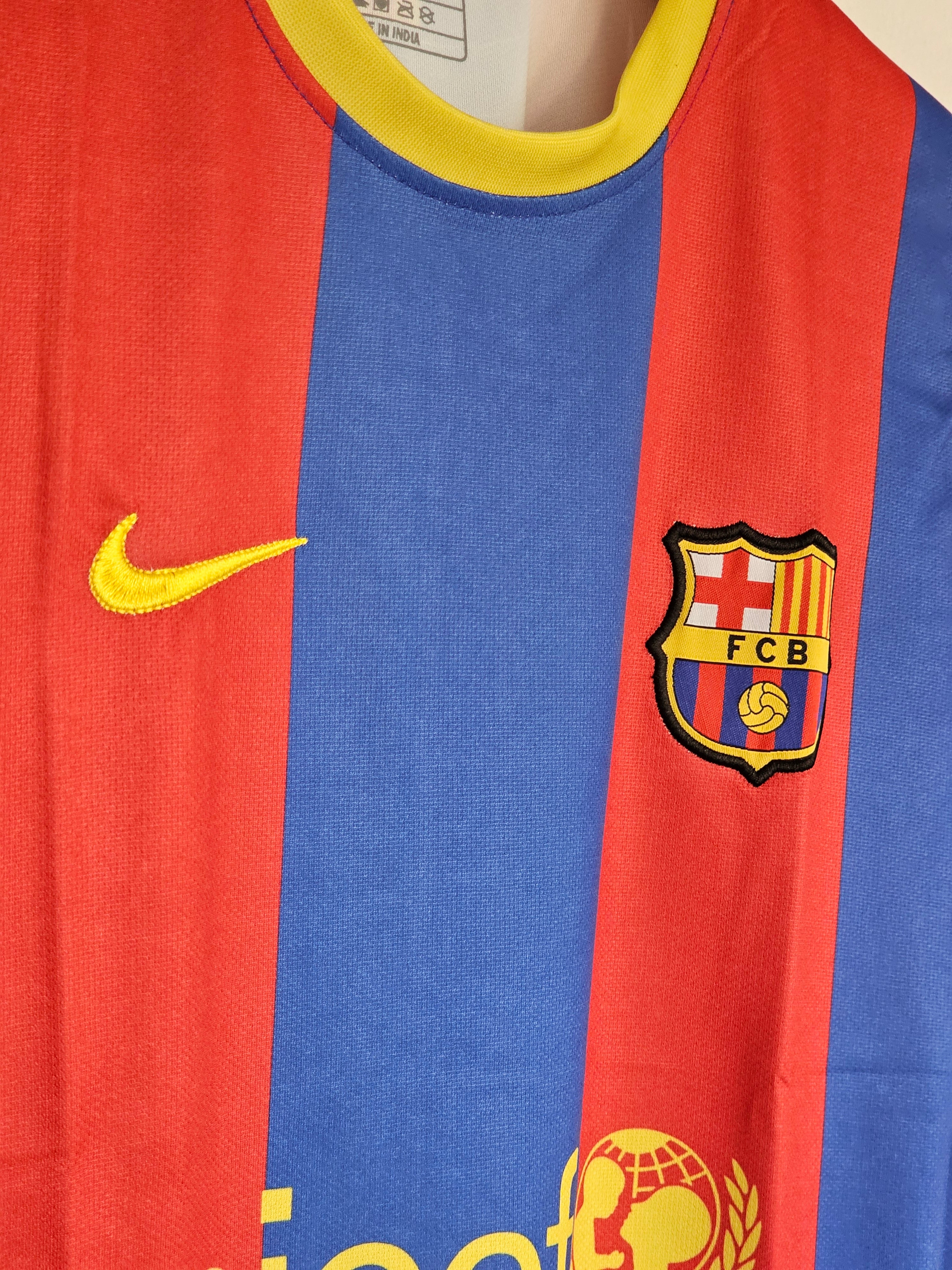 2010-11 Barcelona Home Kit - Classic Blaugrana Jersey Messi Version with Embroidered Design