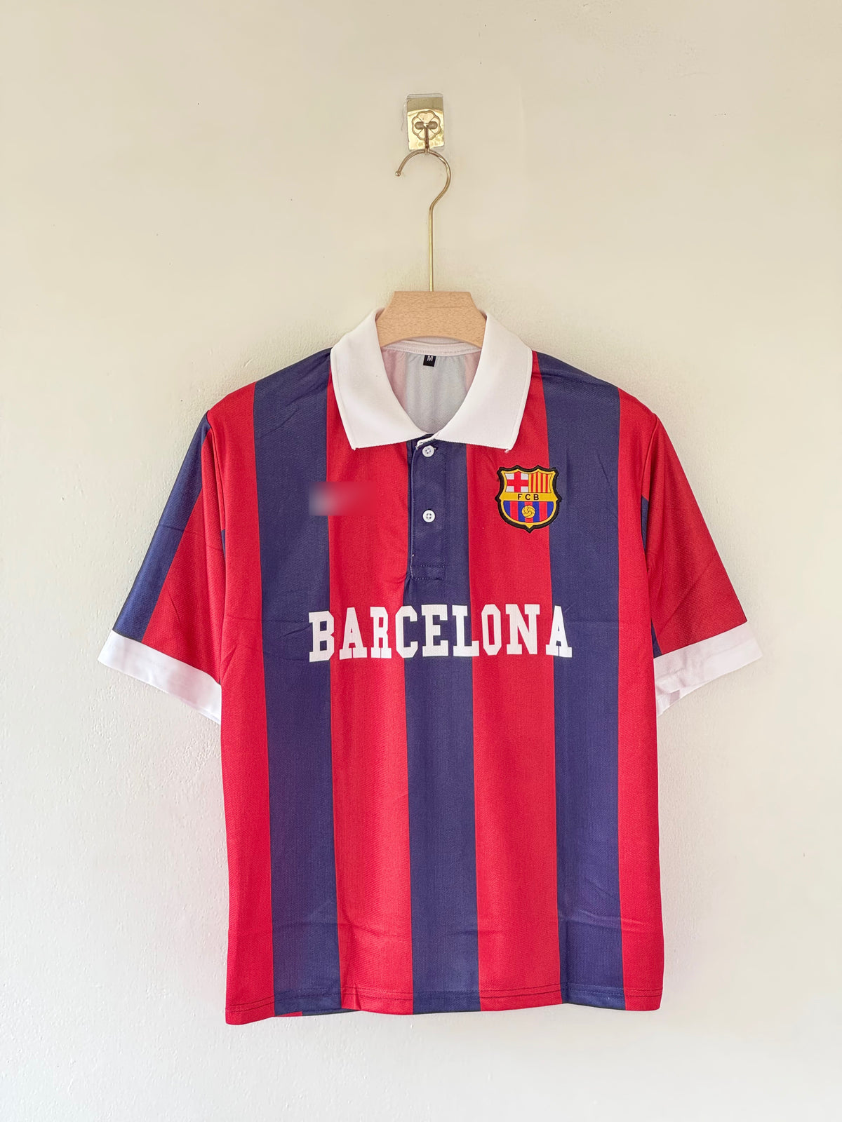 FC Barcelona Vintage-Style Red & Blue Striped Polo Jersey