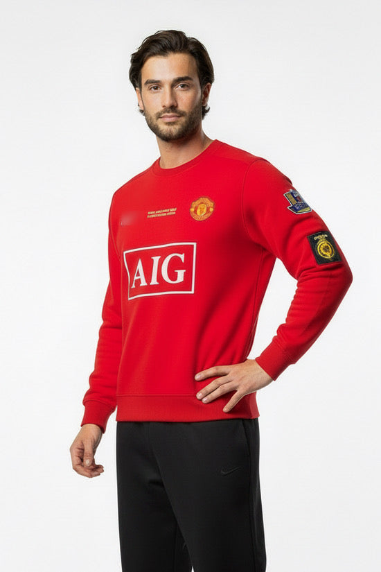 Manchester United 2008 Champions League final retro long-sleeve red t-shirt