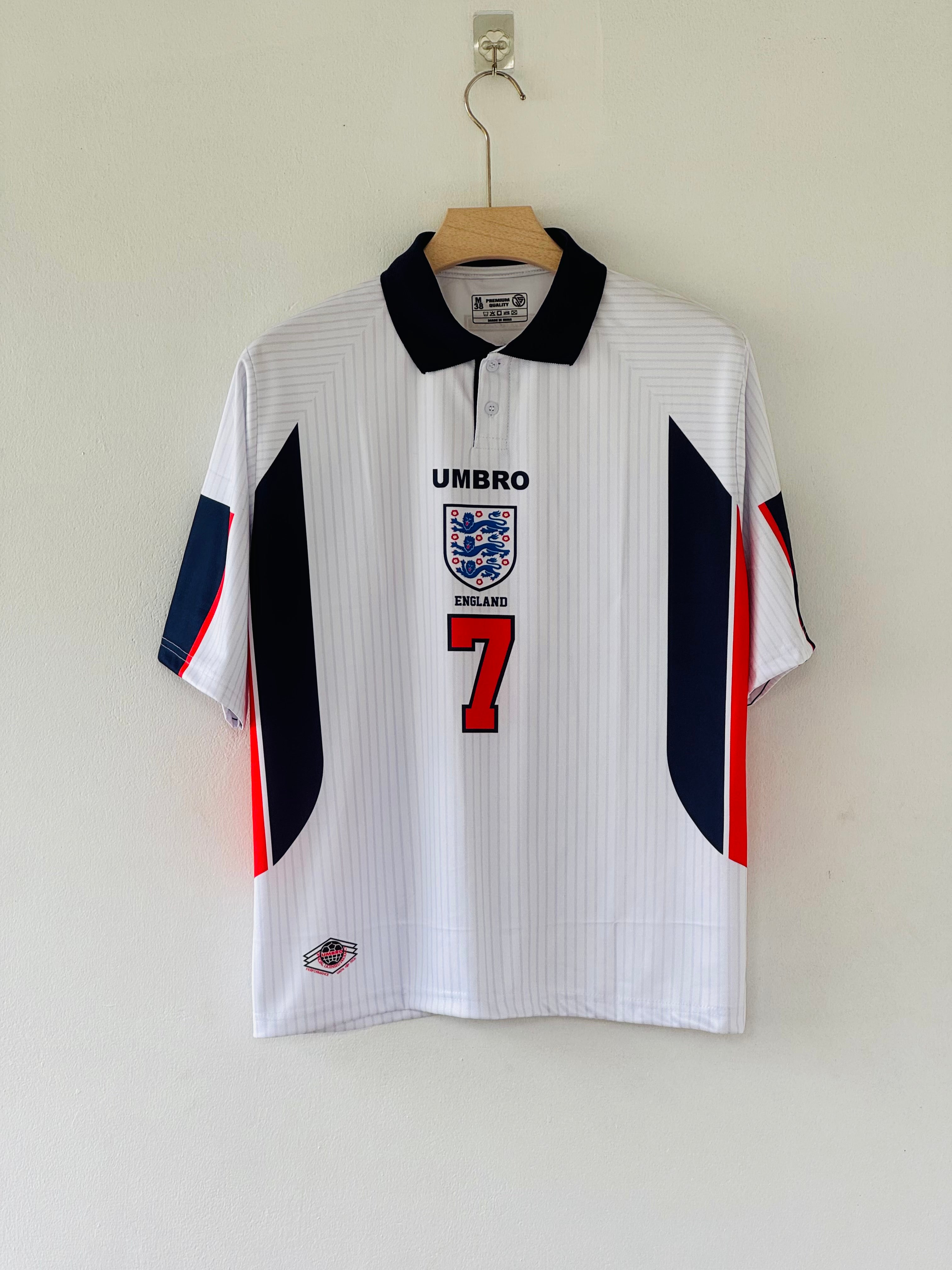1998 World Cup with the England Beckham Retro Collar Jersey Five sleeve
