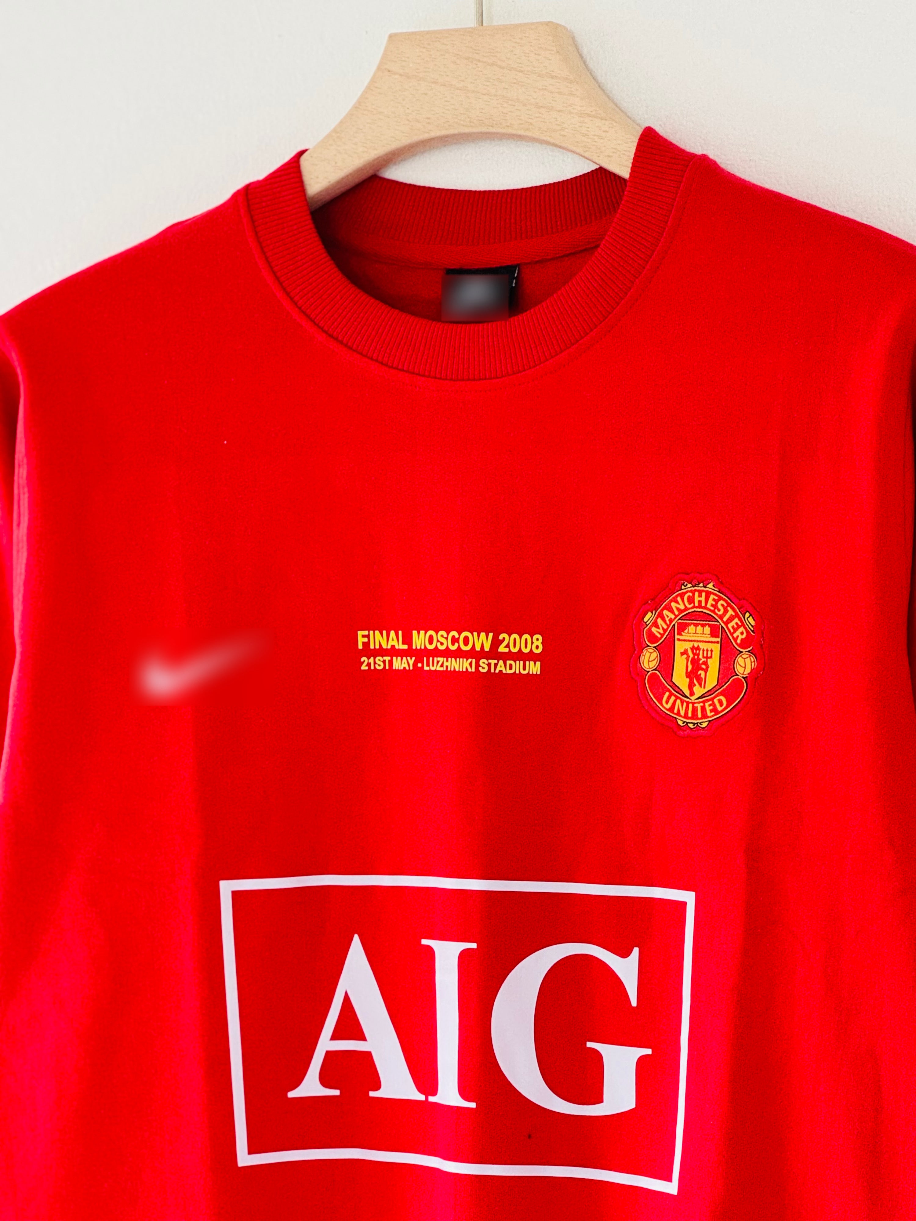 Manchester United 2008 Champions League final retro long-sleeve red t-shirt
