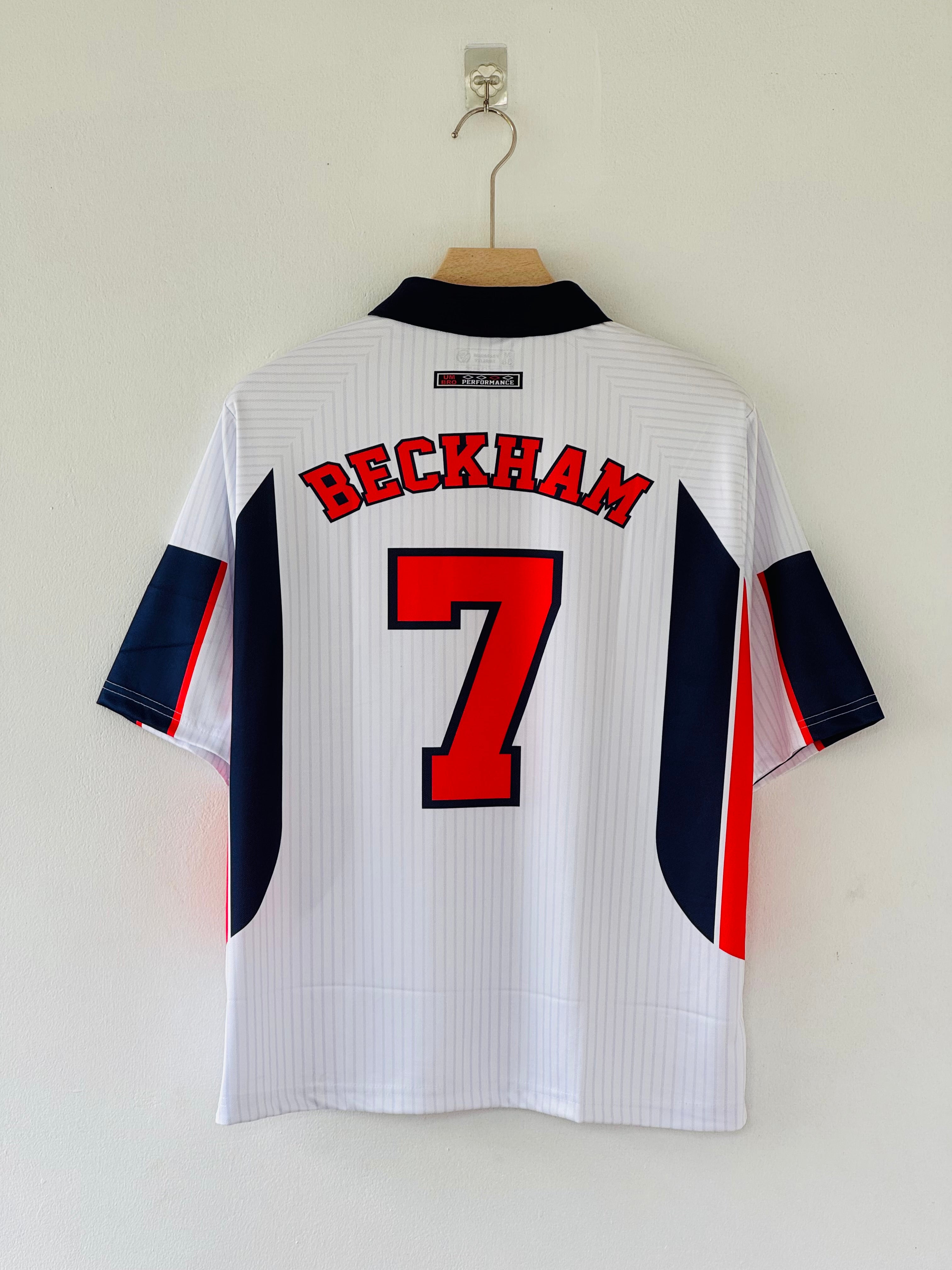 1998 World Cup with the England Beckham Retro Collar Jersey Five sleeve