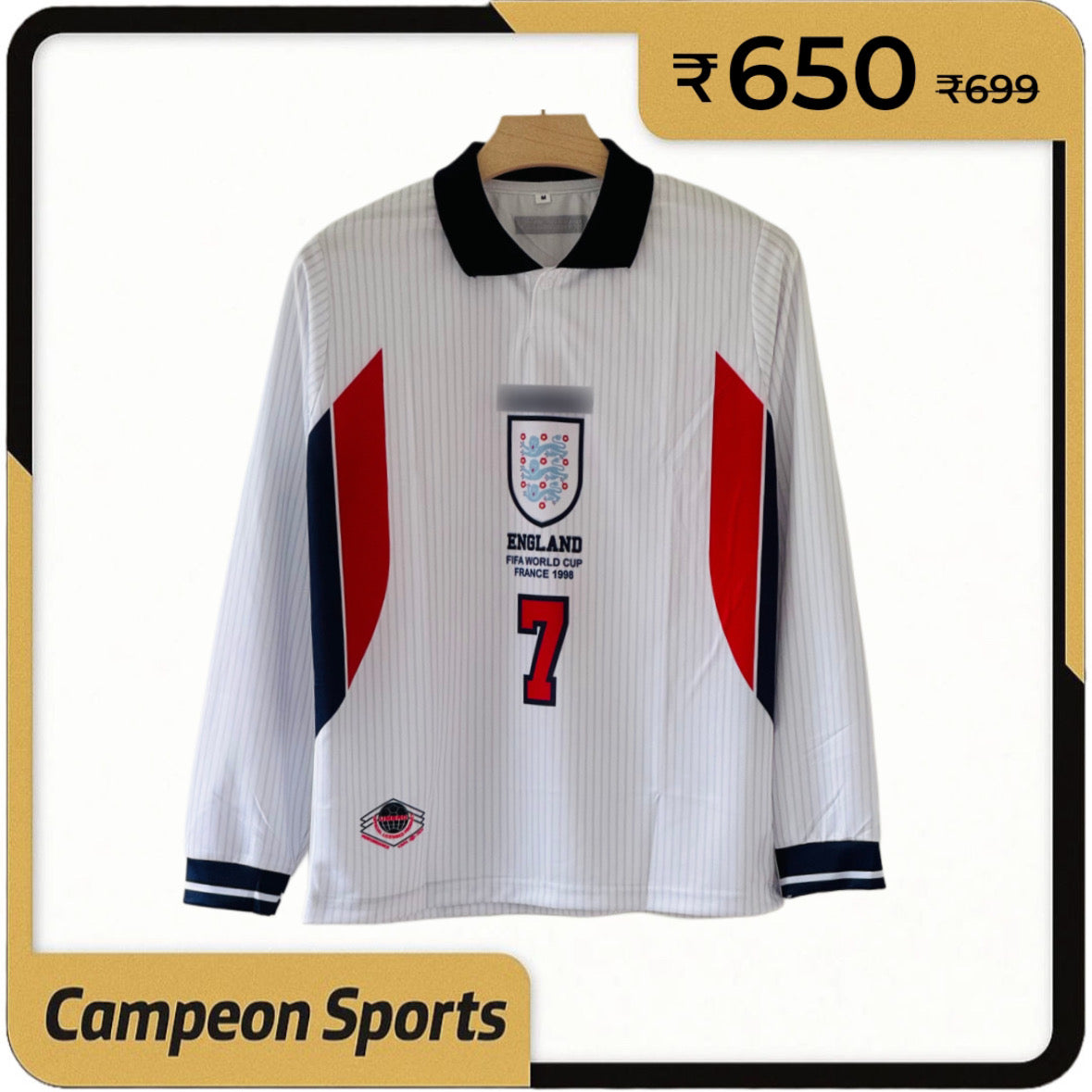 Own an Iconic Era with the 1997-1999 England Home Jersey – David Beckham Full Sleeve Edition
