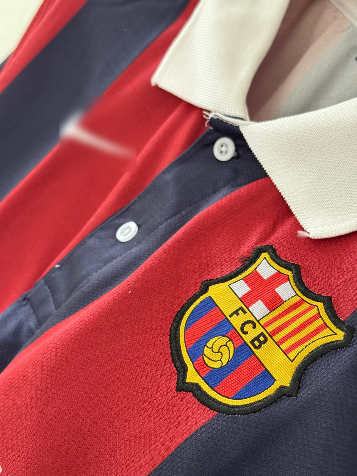 FC Barcelona Vintage-Style Red & Blue Striped Polo Jersey