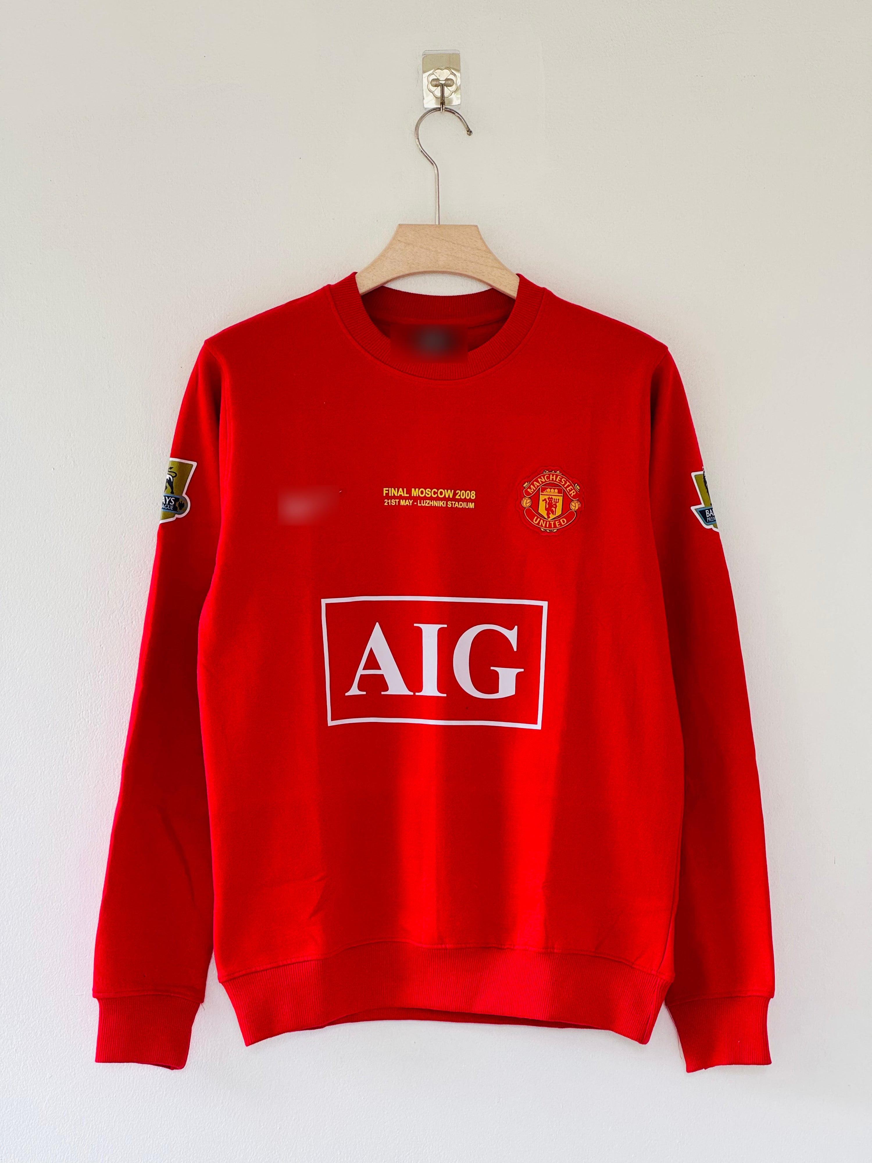 Manchester United 2008 Champions League final retro long-sleeve red t-shirt