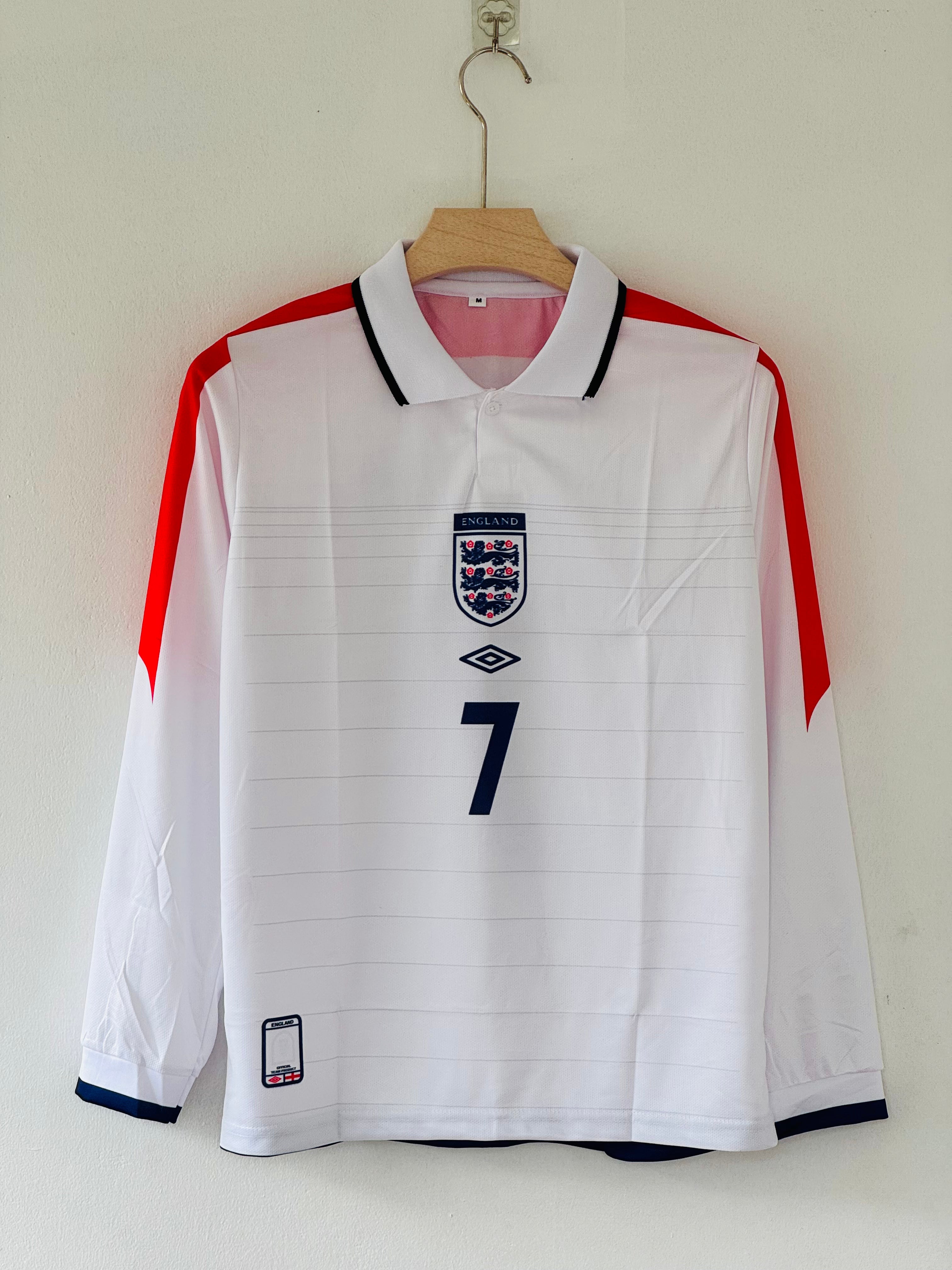 Lead Like Beckham with the Iconic 2004 England Home Jersey – Full Sleeve Collar Edition