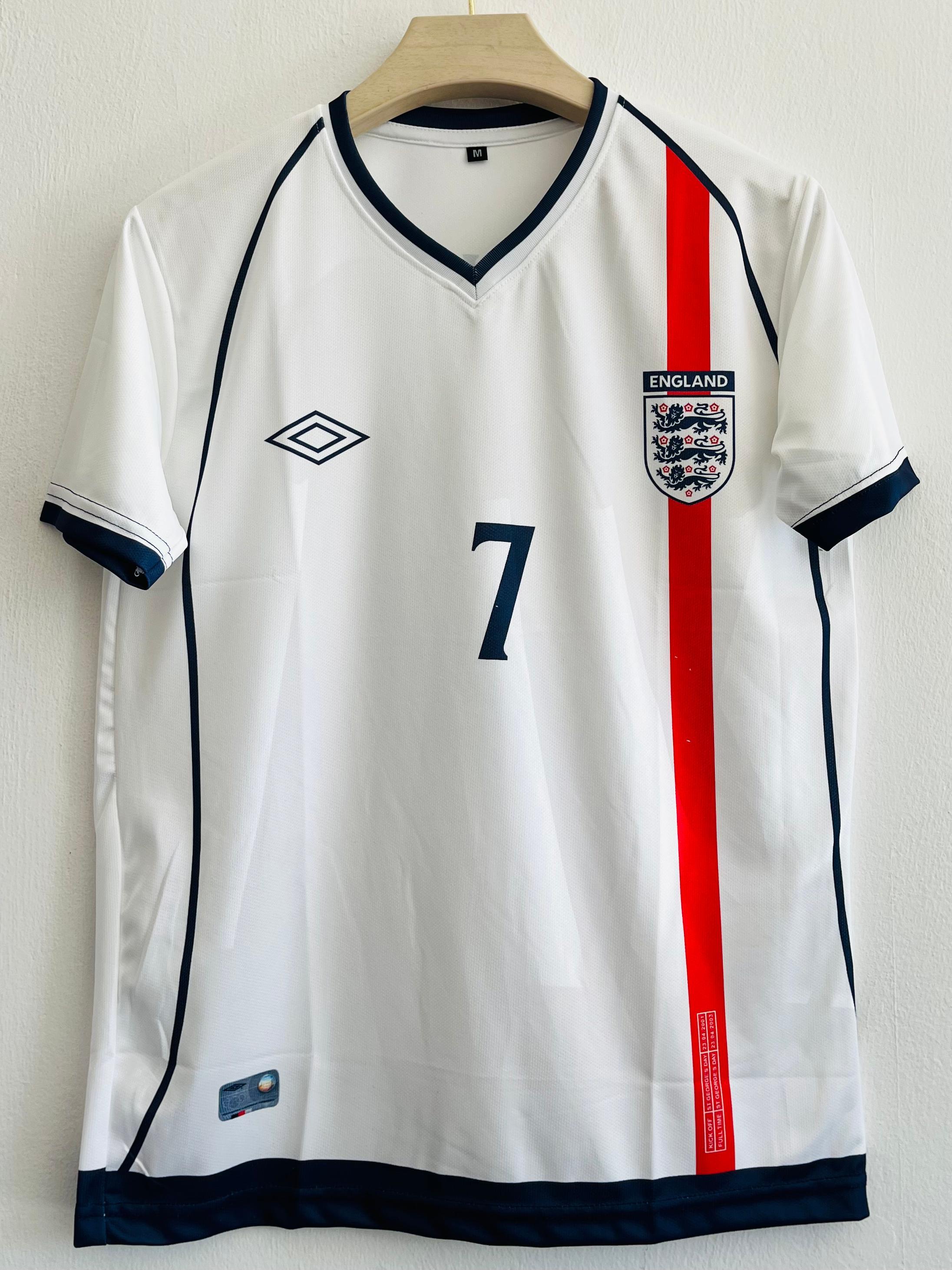 England 2001-02 David Beckam Retro Jersey