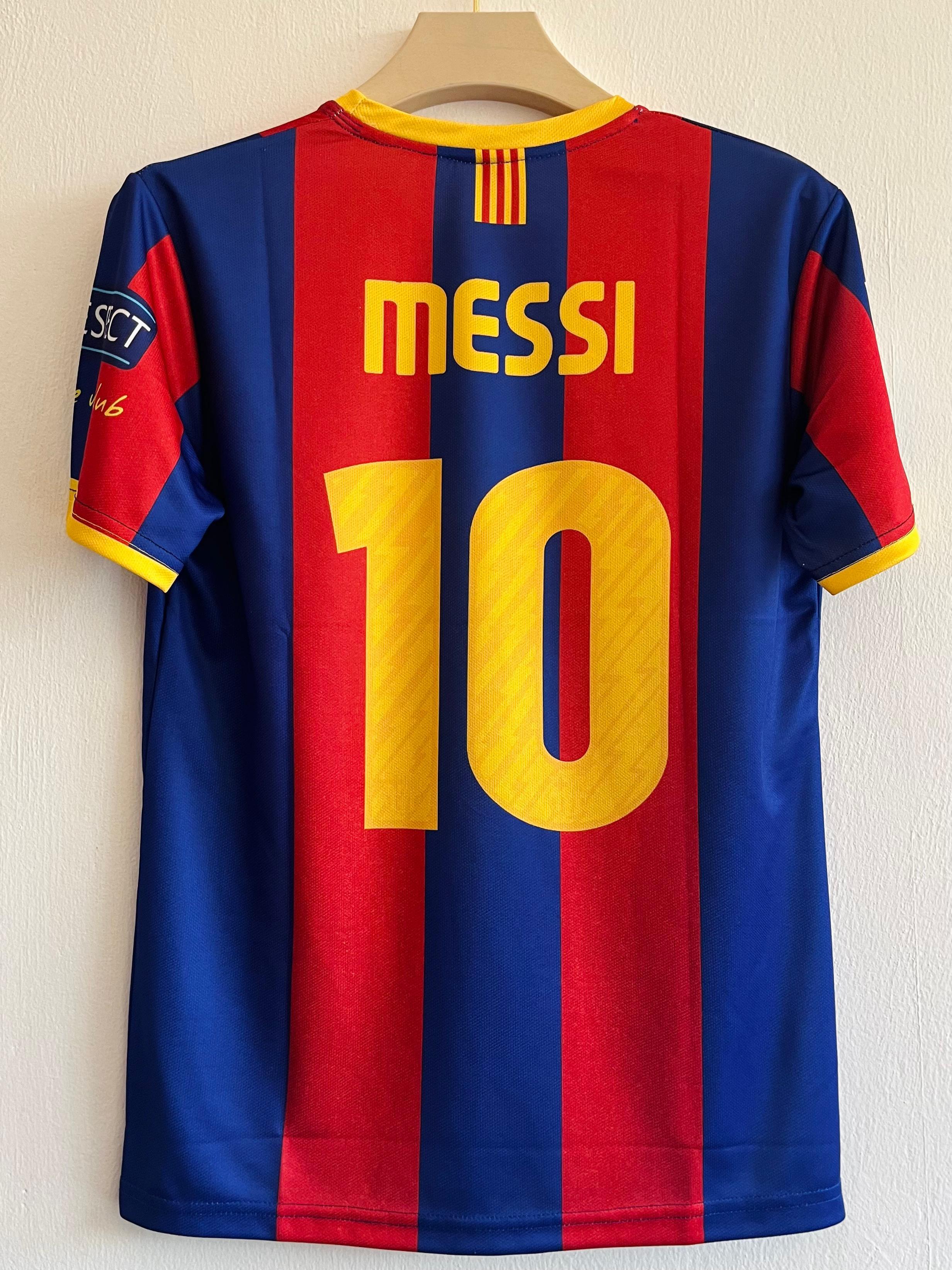 2010-11 Barcelona Home Kit - Classic Blaugrana Jersey Messi Version with Embroidered Design