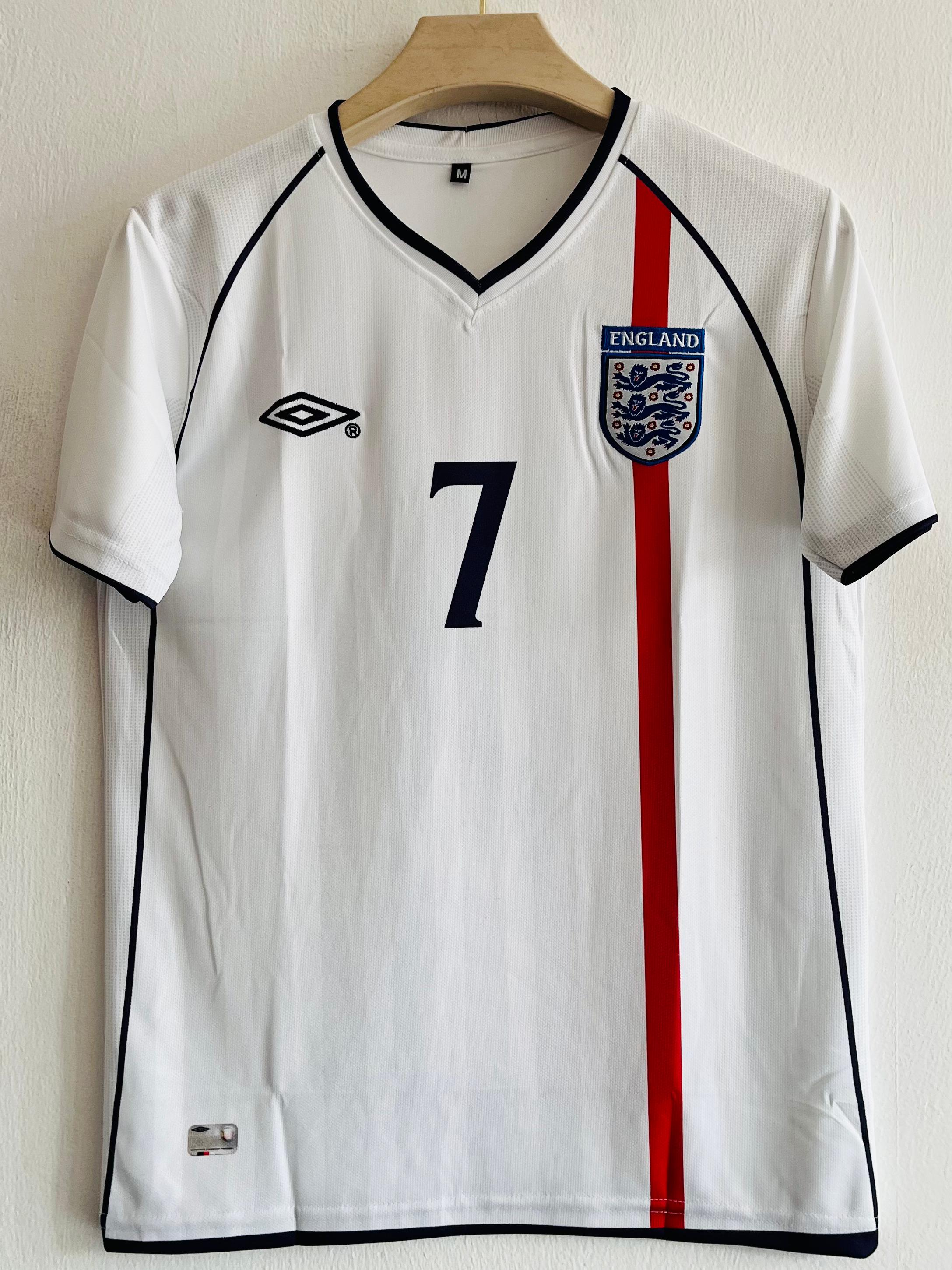 2001-02 England Home Jersey - David Beckham Embroidered Edition