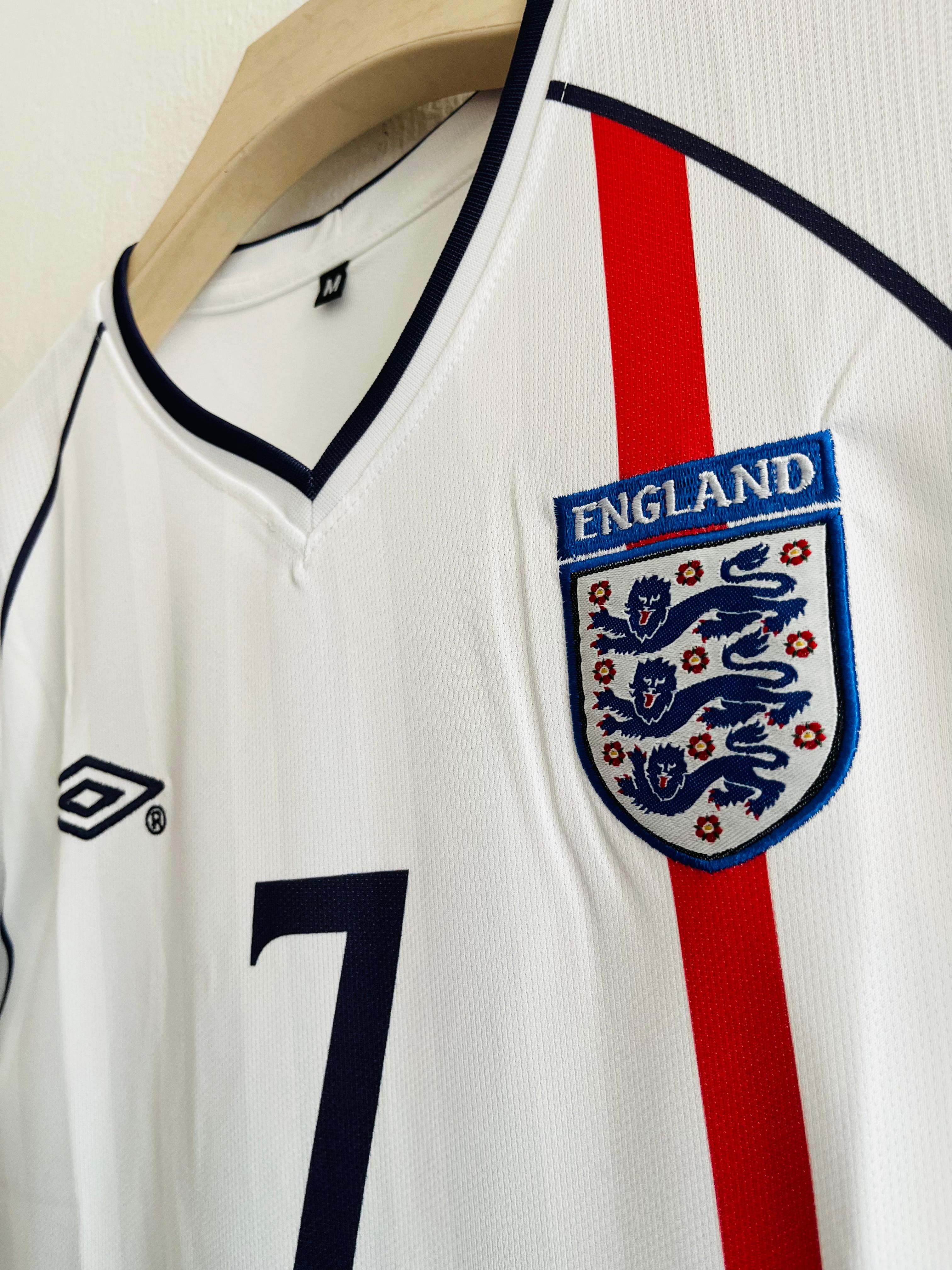 2001-02 England Home Jersey - David Beckham Embroidered Edition