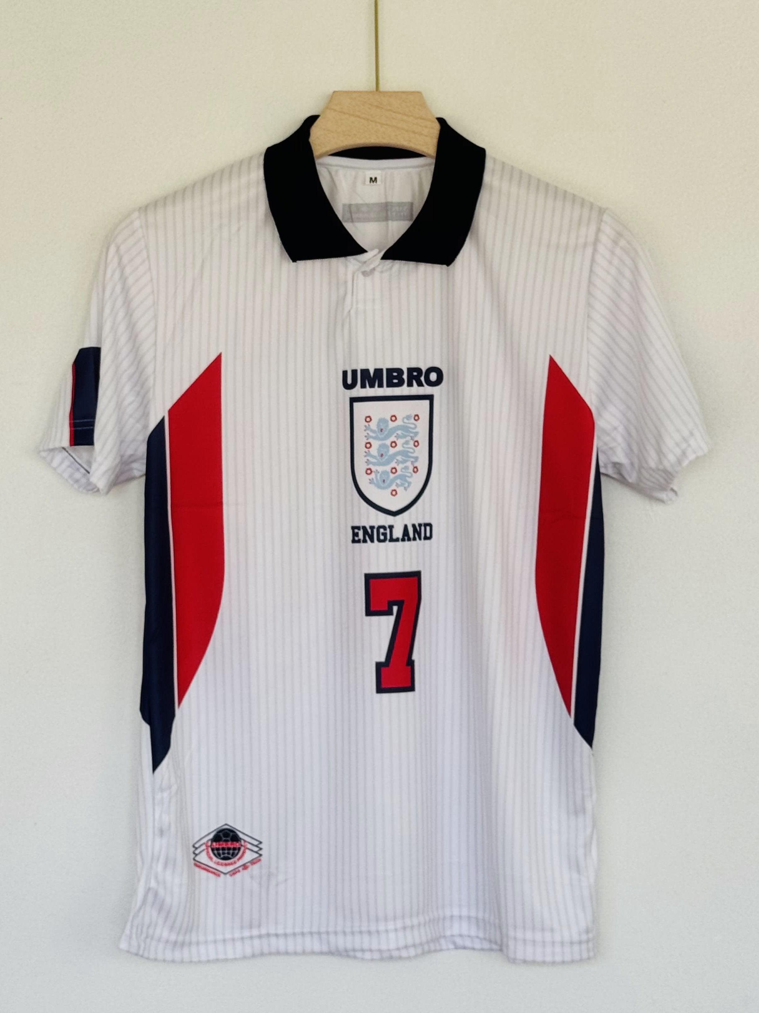 1998 England World Cup Jersey - Beckham Retro Collar Edition