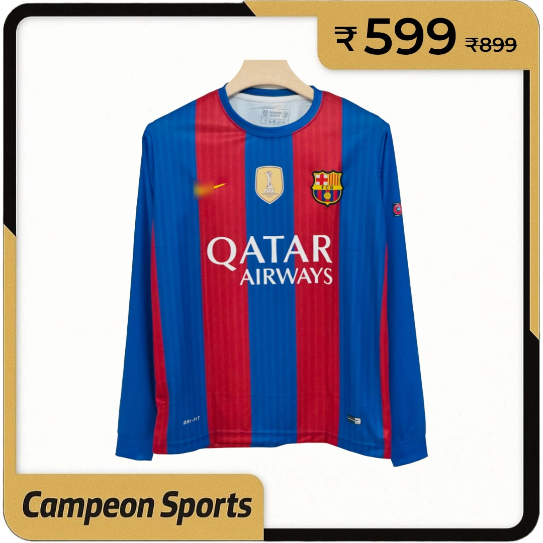 Celebrate Greatness with the 2016-17 Barcelona Home Jersey – Messi Full Sleeve Embroidery Edition