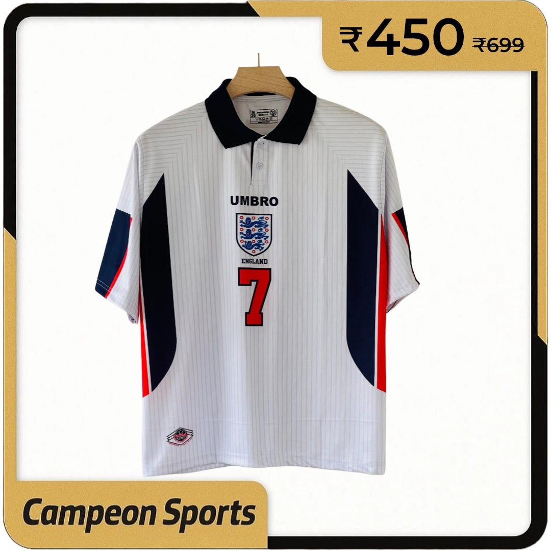 1998 World Cup with the England Beckham Retro Collar Jersey Five sleeve