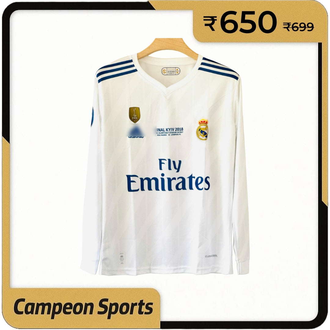 2017-18 Real Madrid Home Jersey – Cristiano Ronaldo Full Sleeve Embroidery Edition