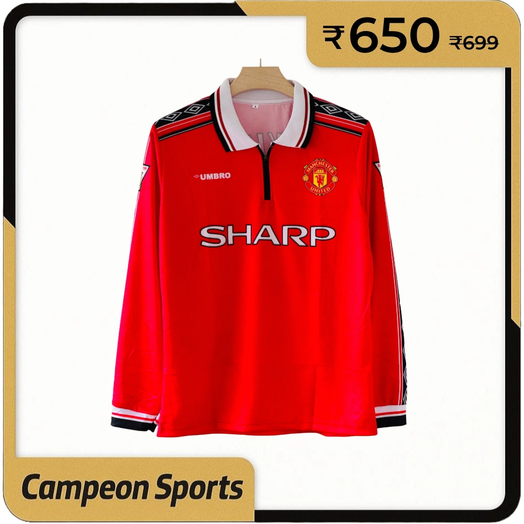 1998-99 Manchester United Home Jersey – David Beckham Full sleeve Edition