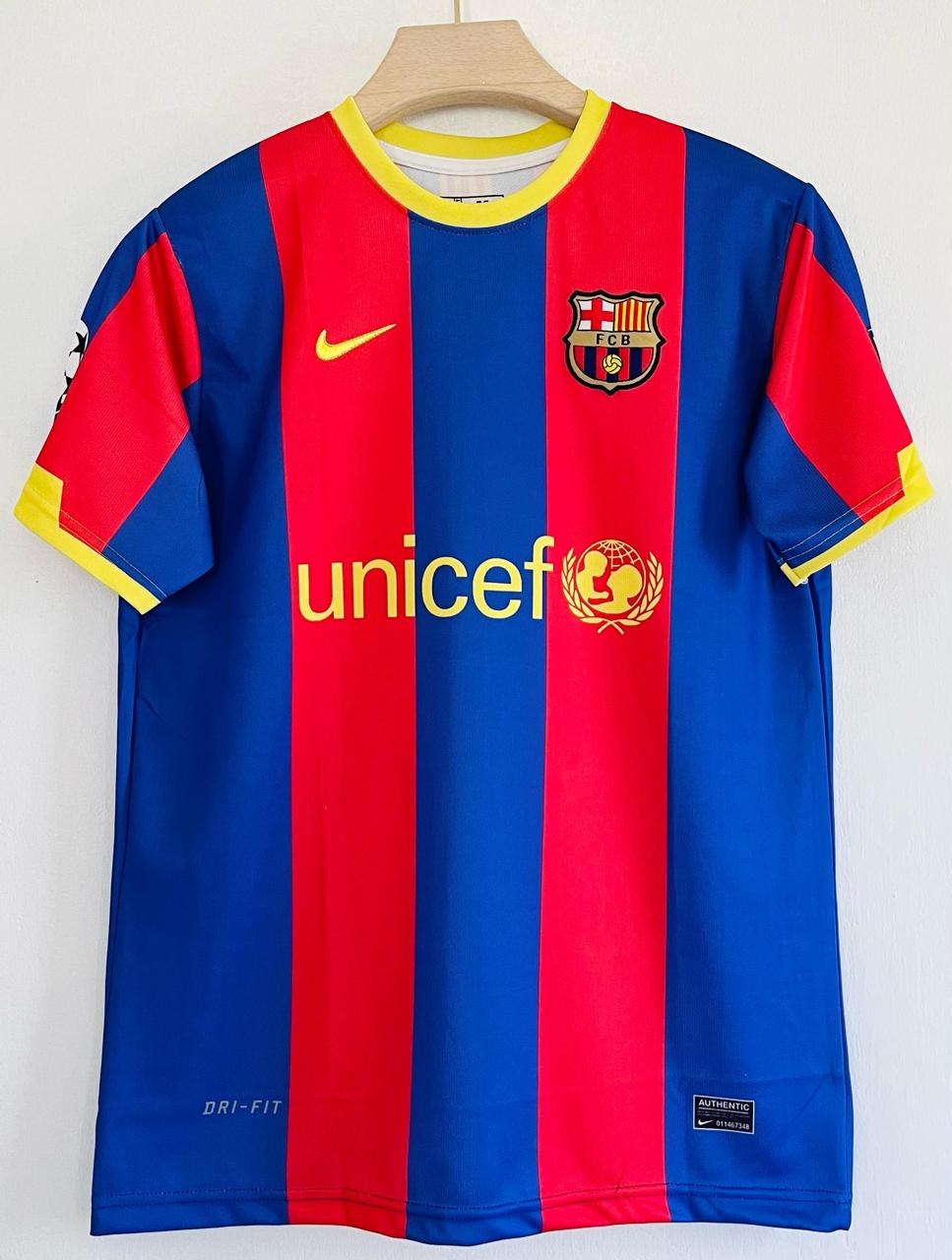 2010-11 Barcelona Home Kit - Classic Blaugrana Jersey Messi Version with Embroidered Design