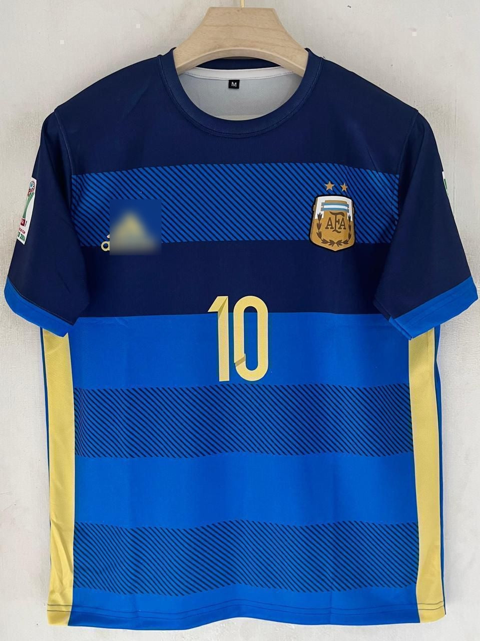 2014 World Cup Final Argentina Jersey - Messi Captain’s Edition-embroidery